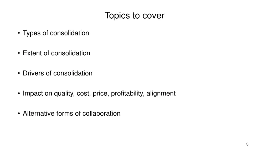 topics to cover