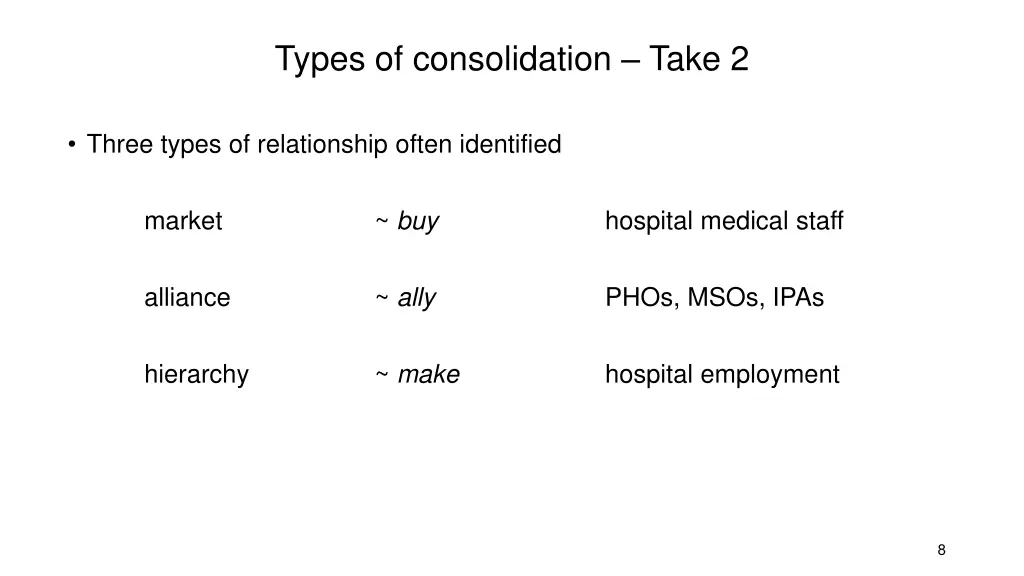 types of consolidation take 2