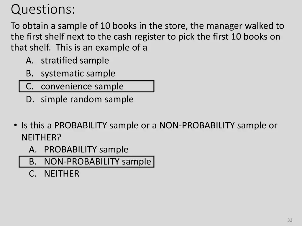 questions to obtain a sample of 10 books