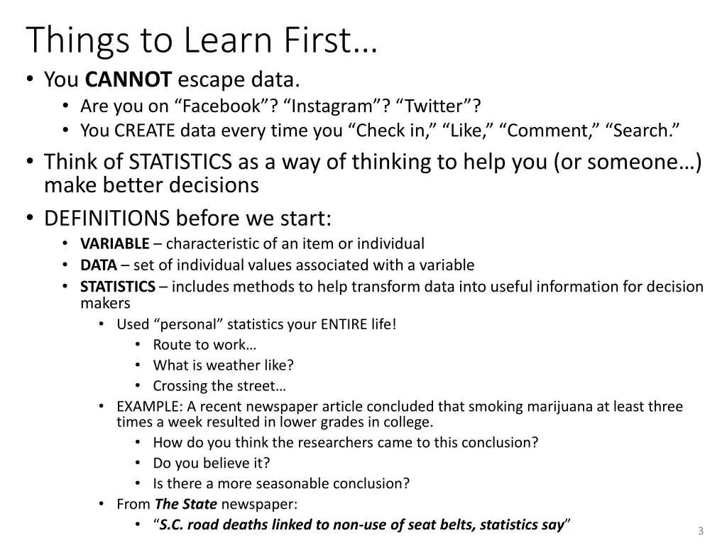 things to learn first you cannot escape data
