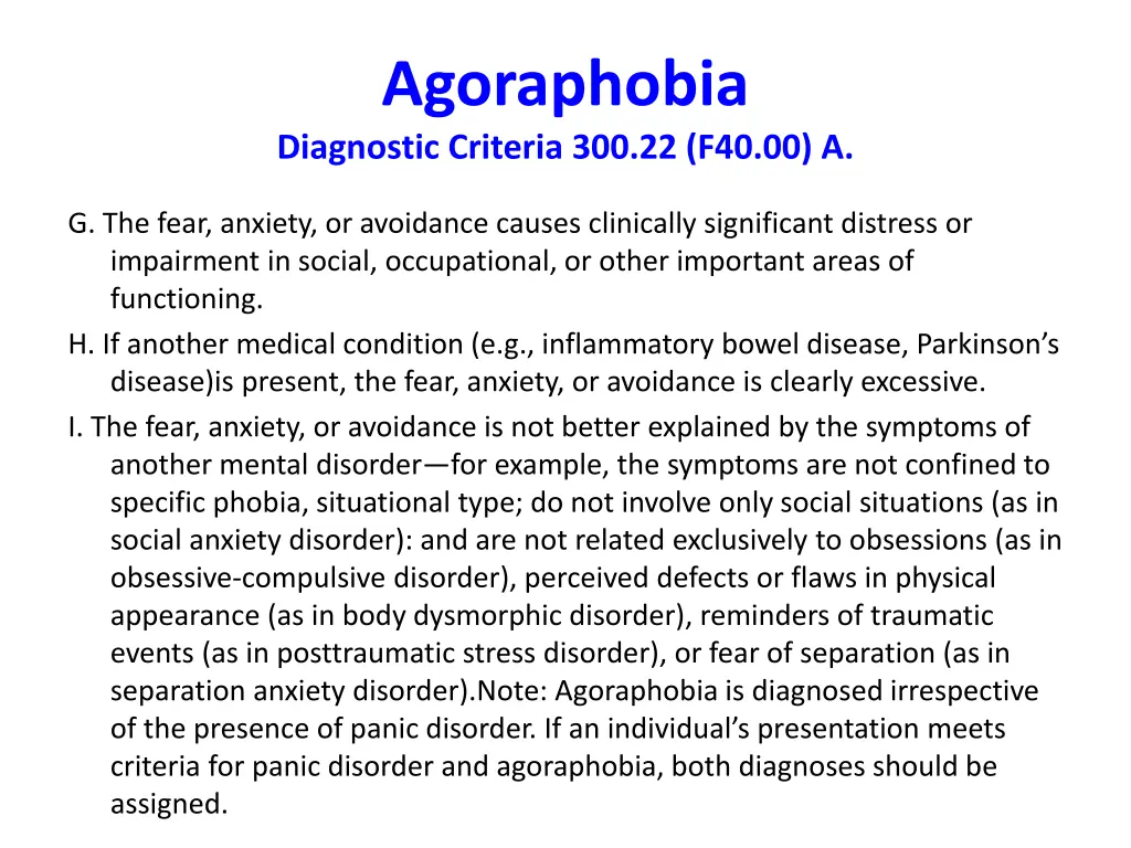 agoraphobia diagnostic criteria 300 22 f40 00 a 2