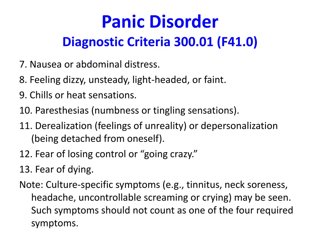 panic disorder diagnostic criteria 300 01 f41 0 1