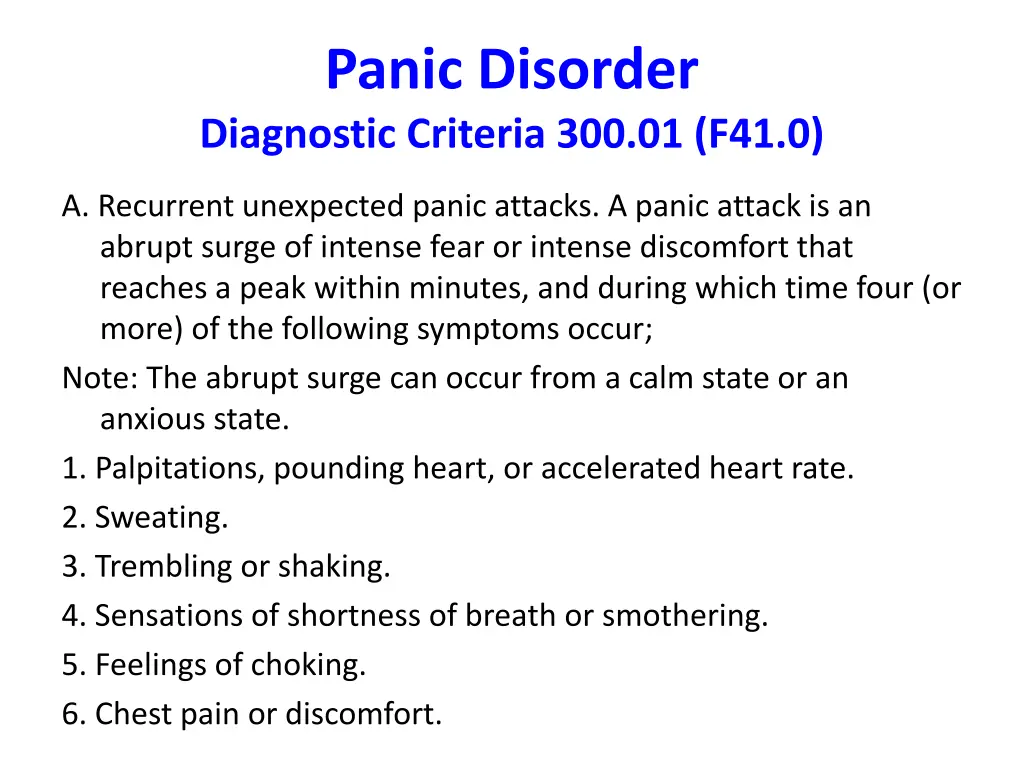 panic disorder diagnostic criteria 300 01 f41 0