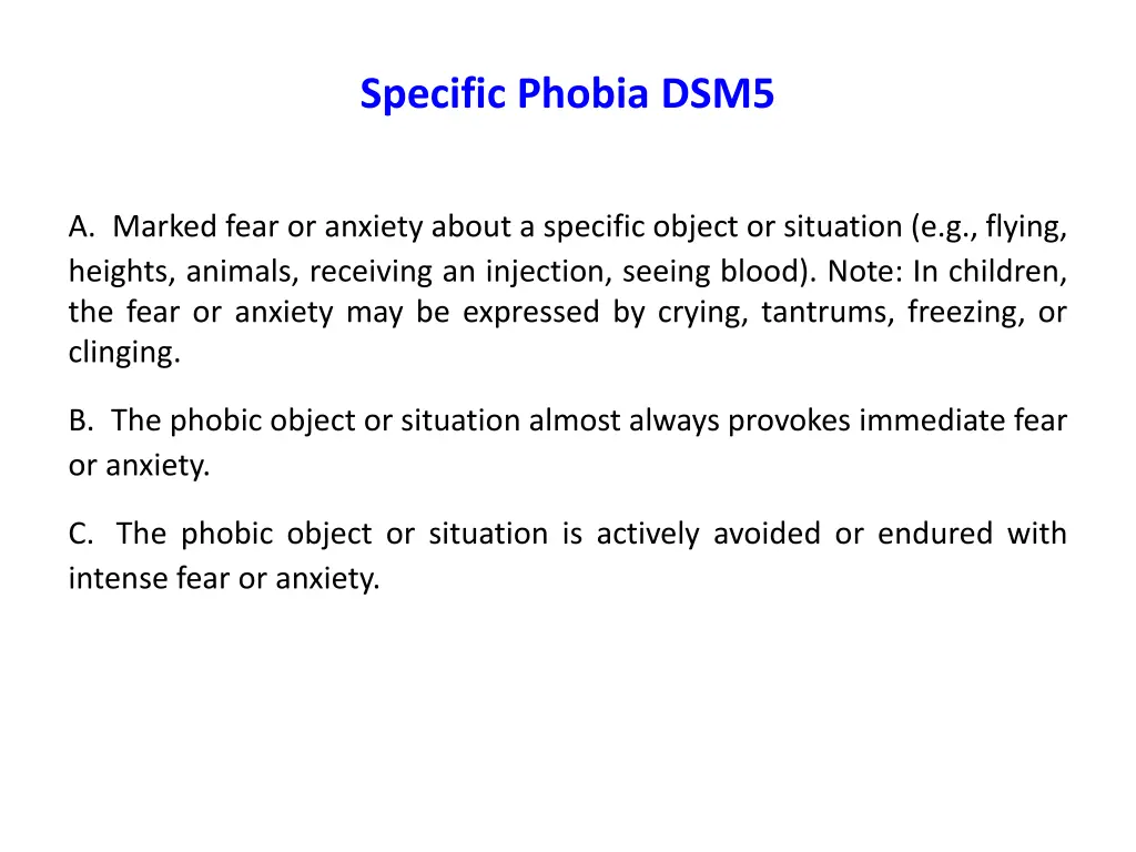 specific phobia dsm5