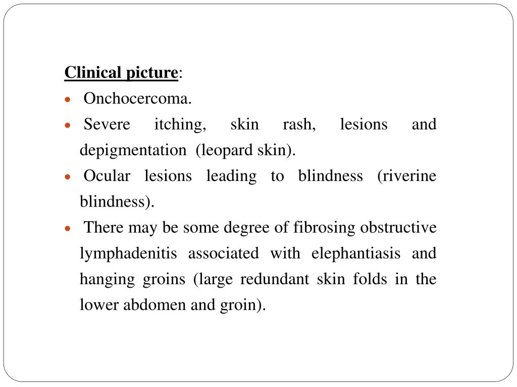 clinical picture onchocercoma severe