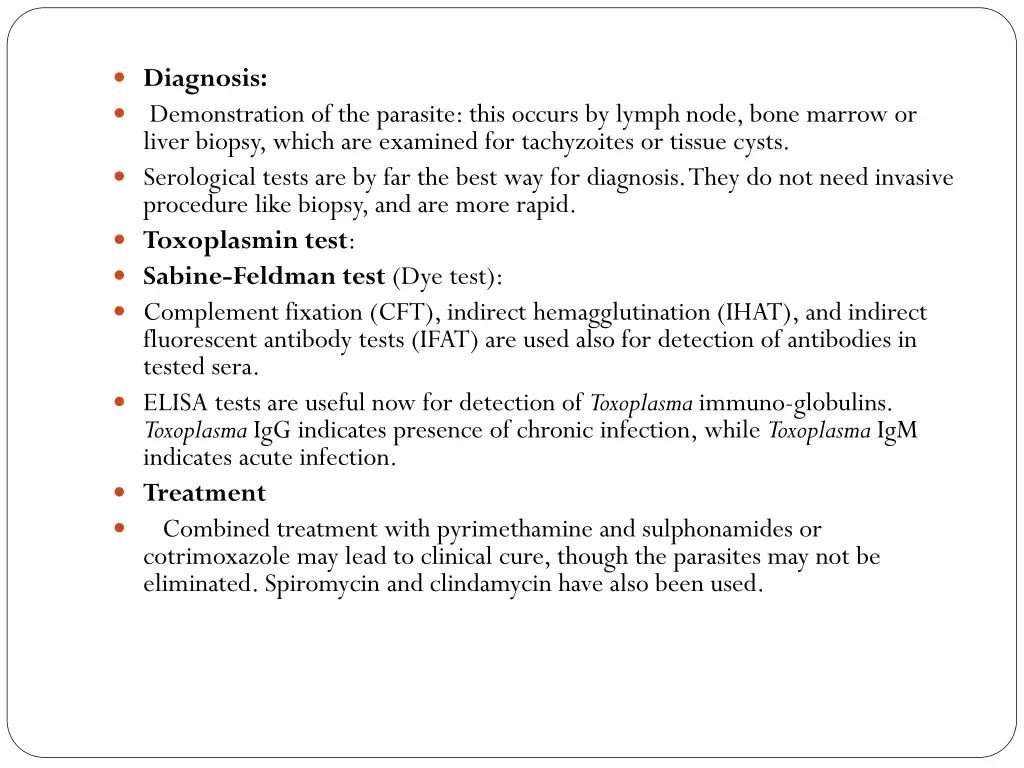 diagnosis demonstration of the parasite this