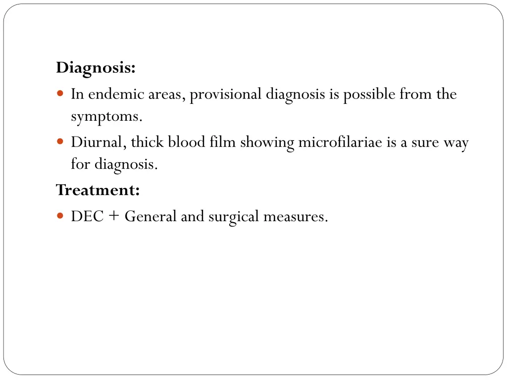 diagnosis in endemic areas provisional diagnosis