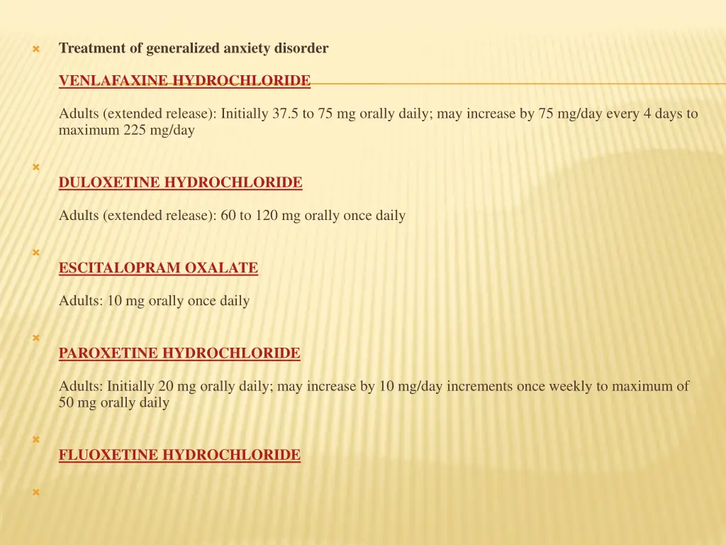 treatment of generalized anxiety disorder