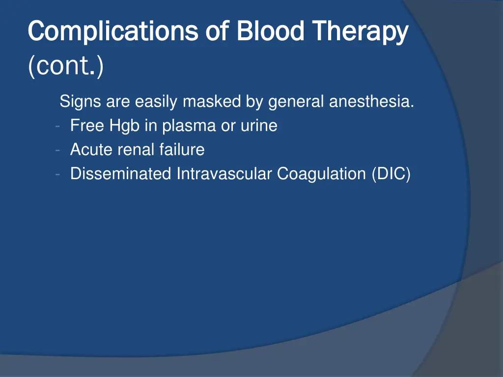 complications of blood therapy complications