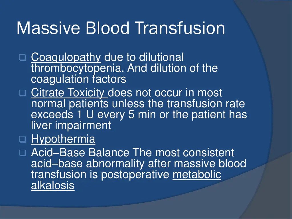 massive blood transfusion