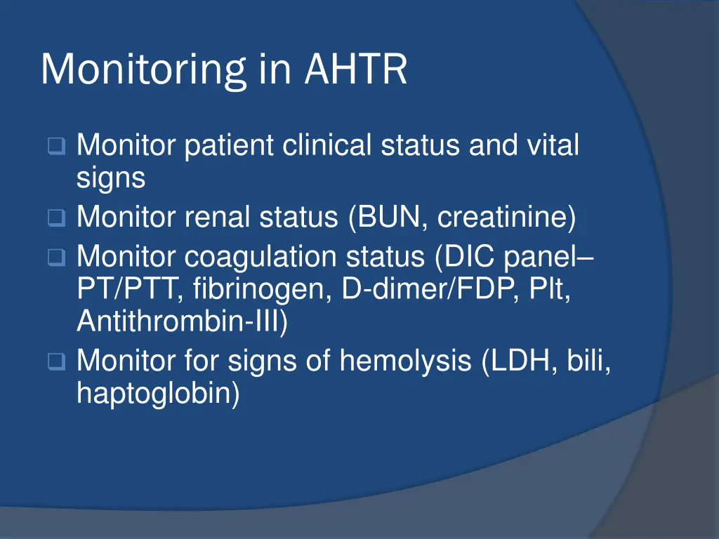 monitoring in ahtr