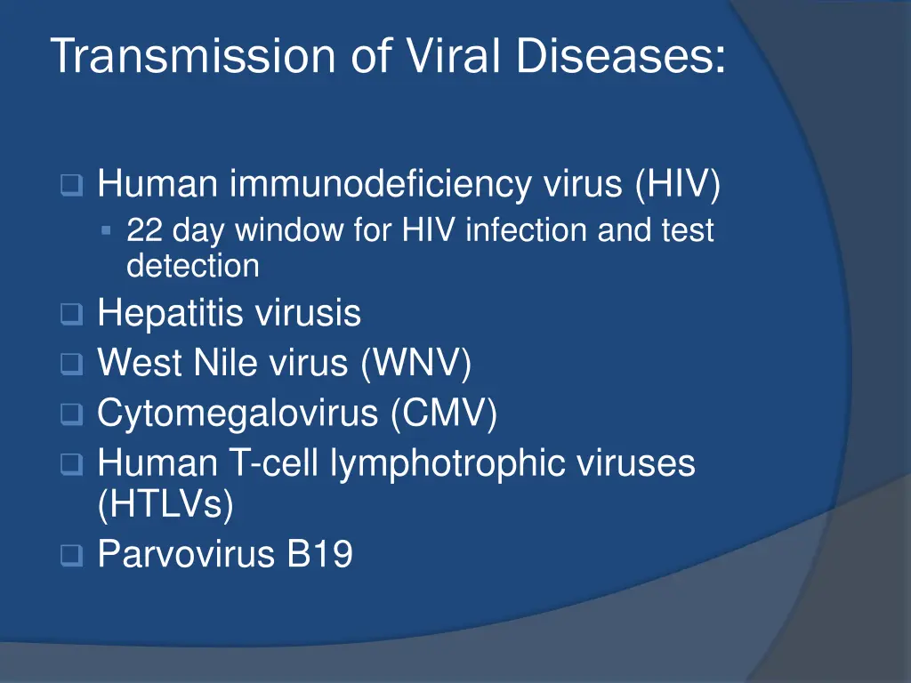 transmission of viral diseases
