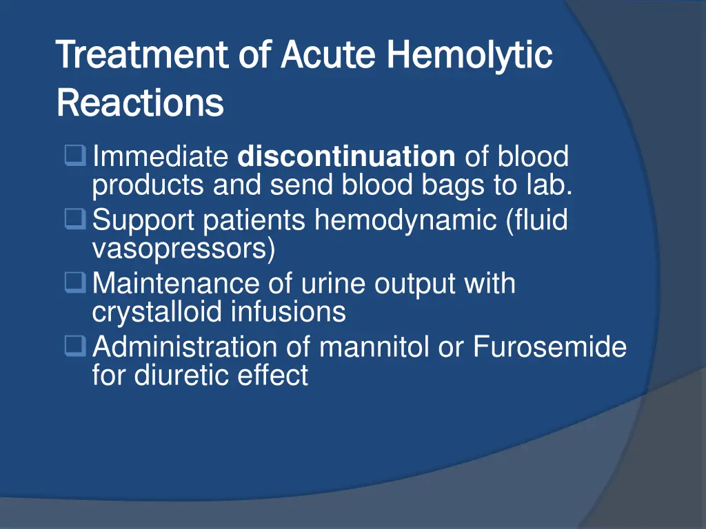 treatment of acute hemolytic treatment of acute