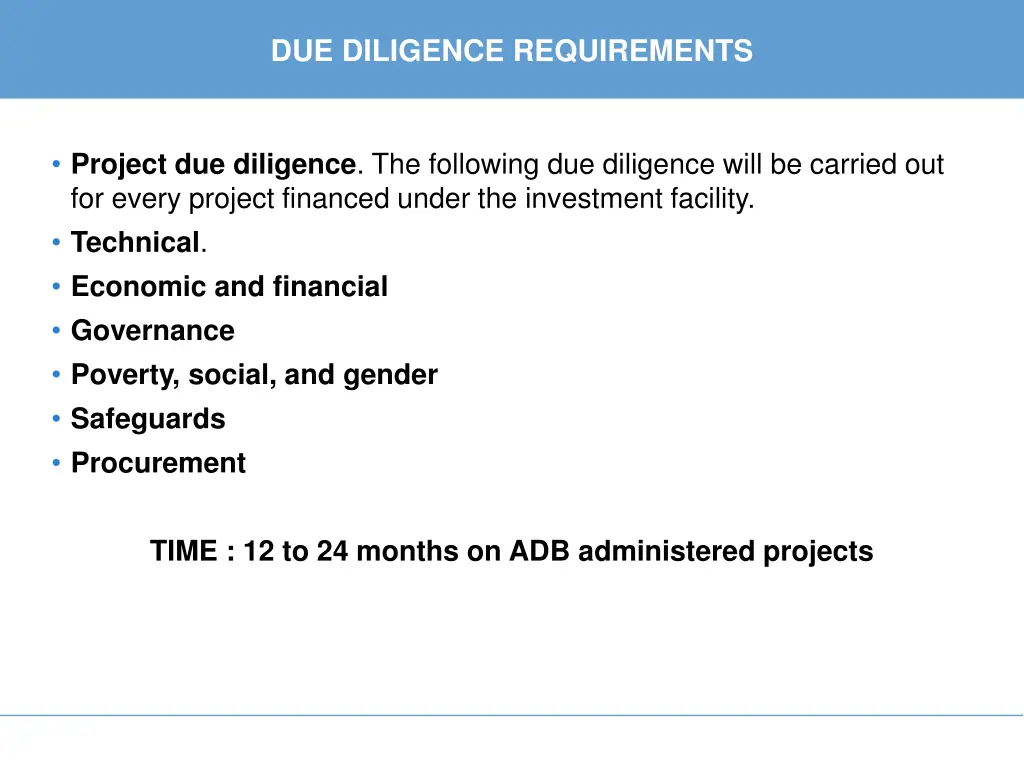 due diligence requirements