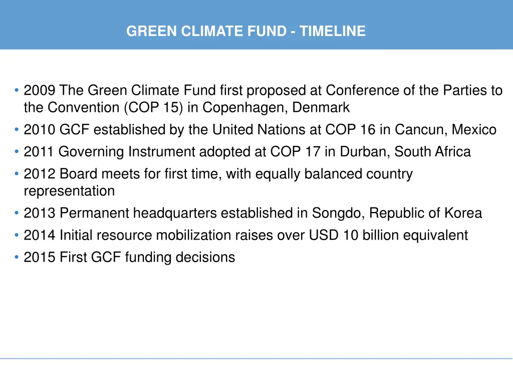 green climate fund timeline