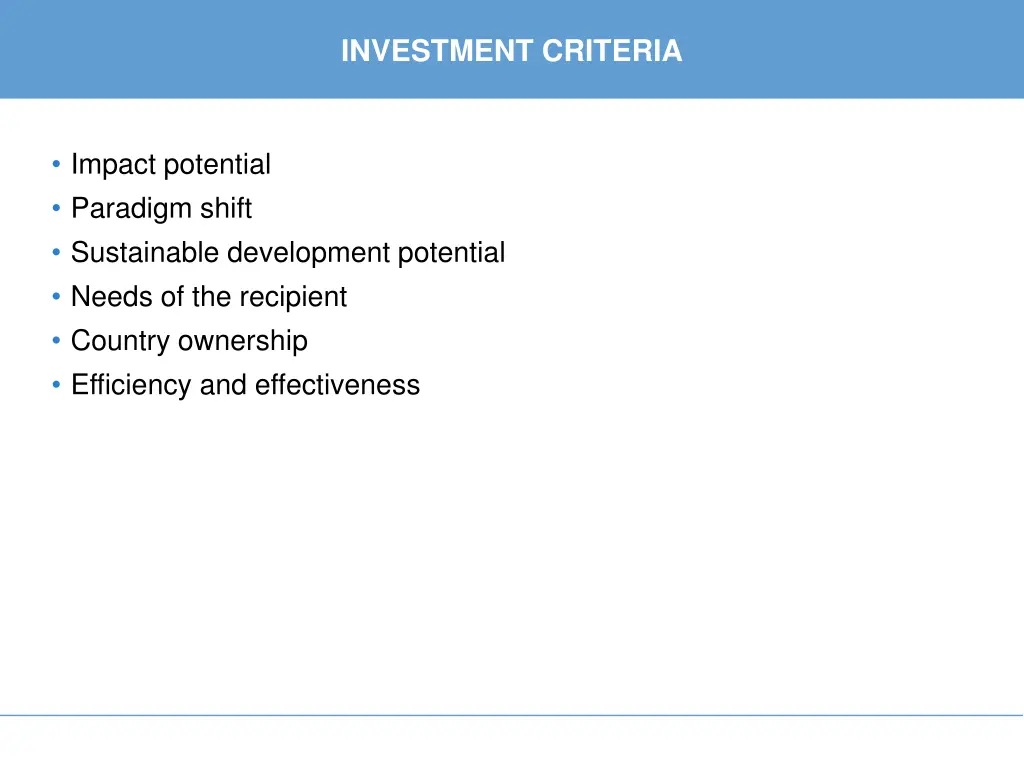 investment criteria 1