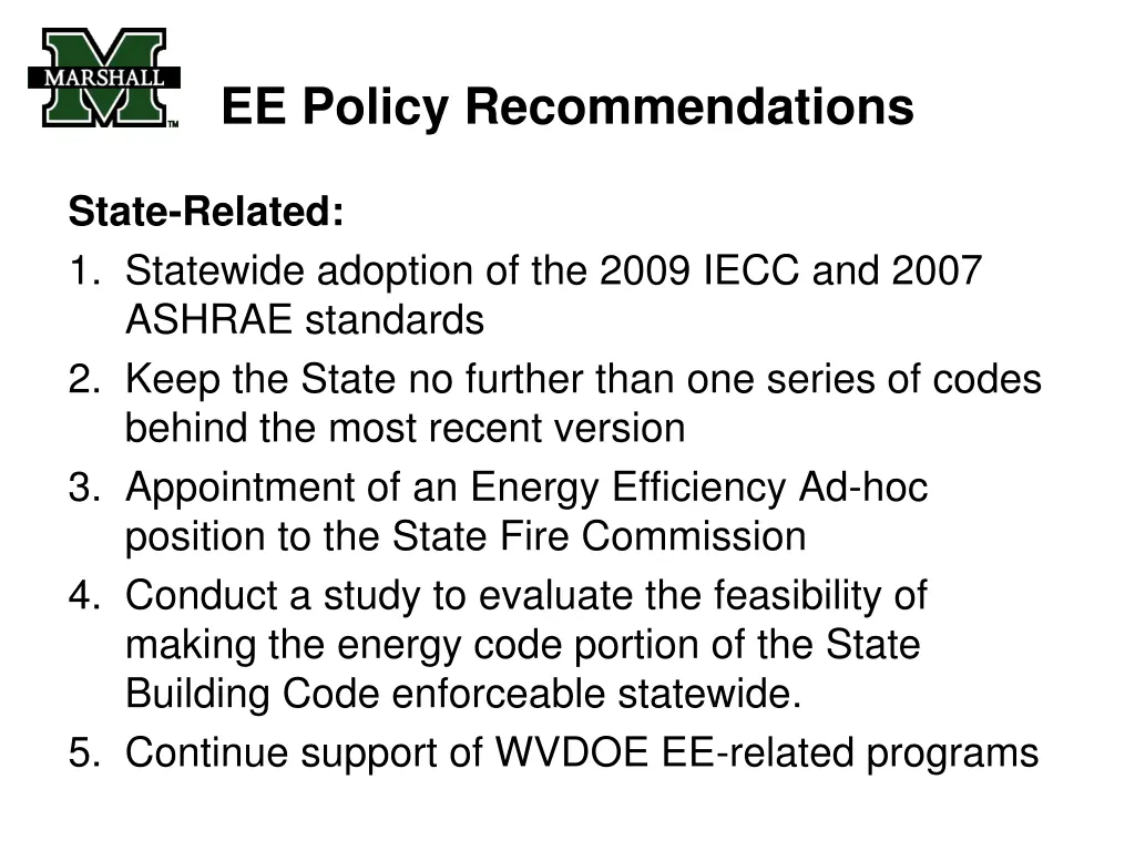 ee policy recommendations