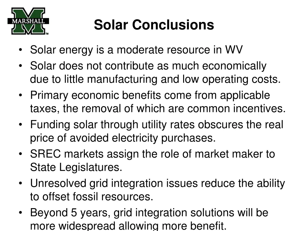 solar conclusions
