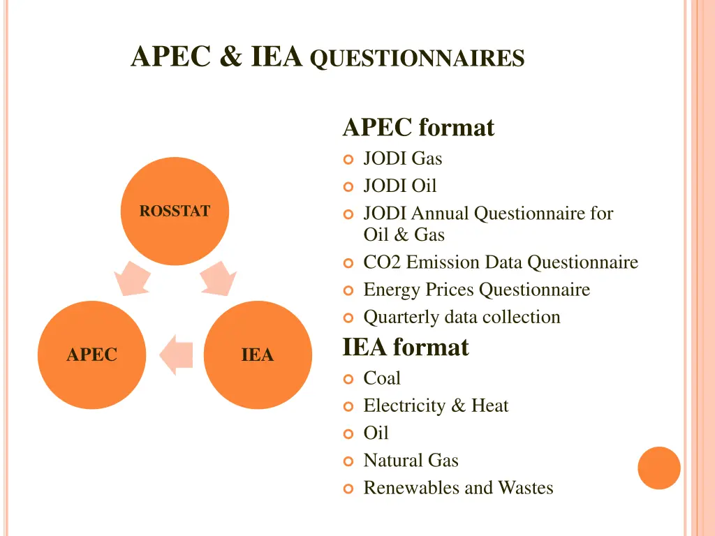 apec iea questionnaires