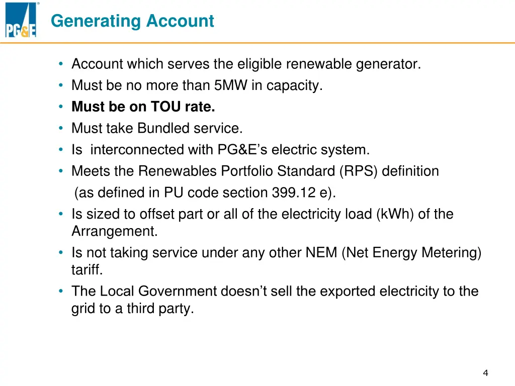 generating account