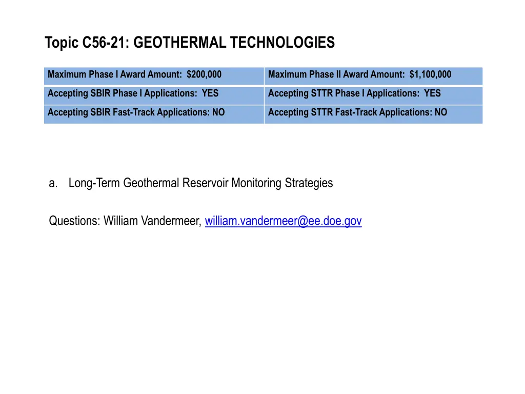 topic c56 21 geothermal technologies