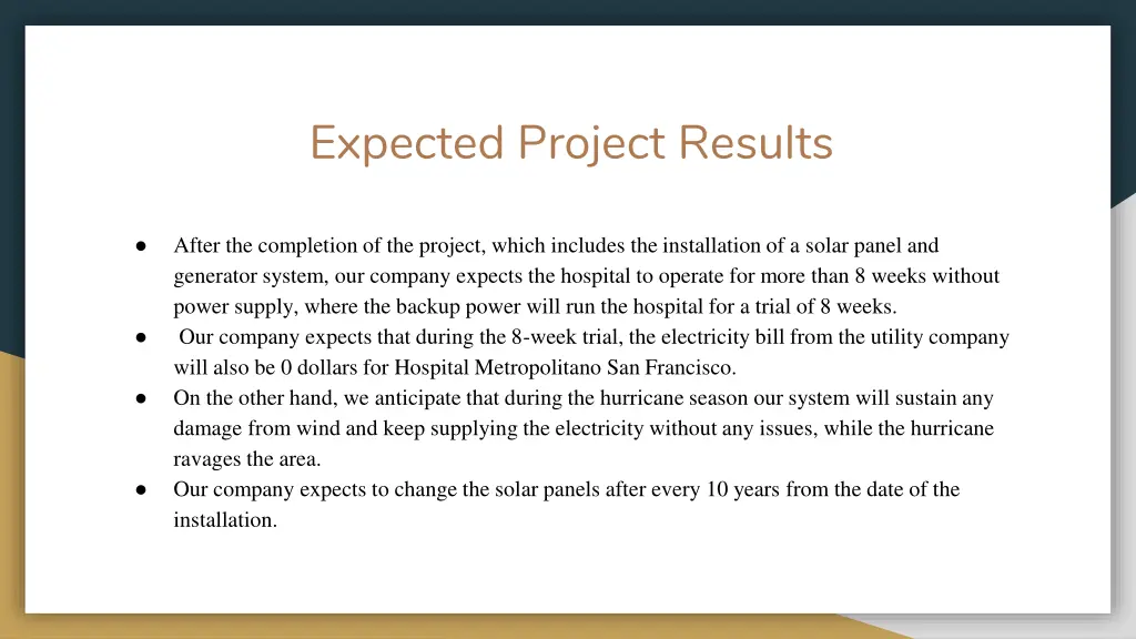 expected project results