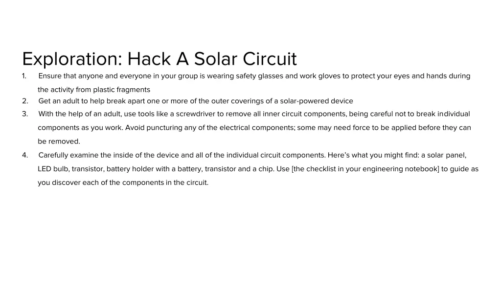 exploration hack a solar circuit 1 ensure that
