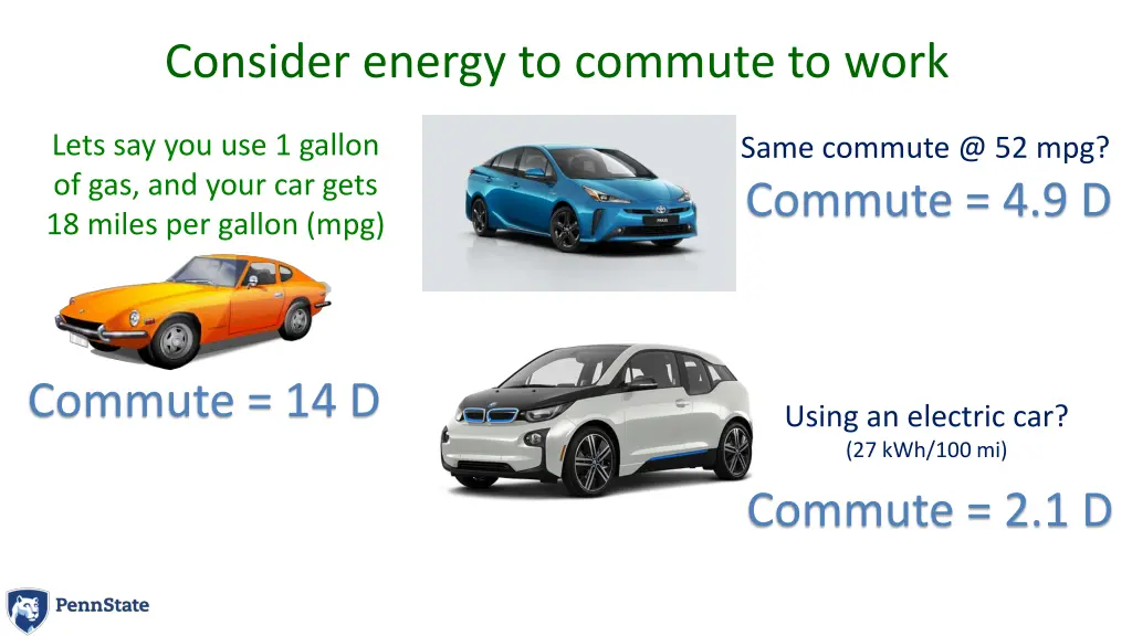 consider energy to commute to work