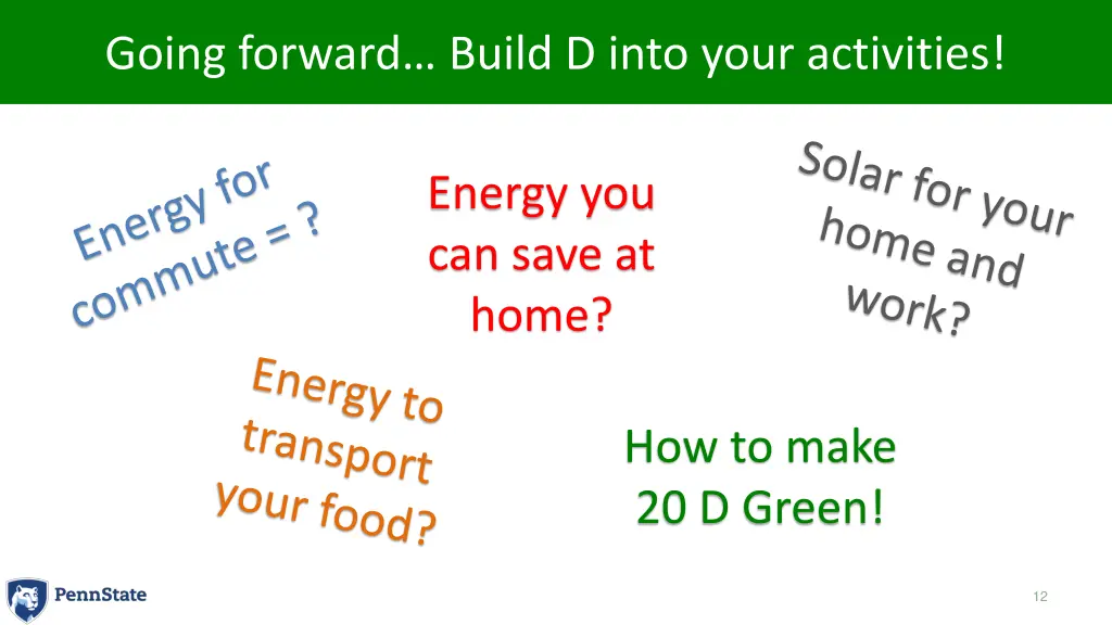 going forward build d into your activities