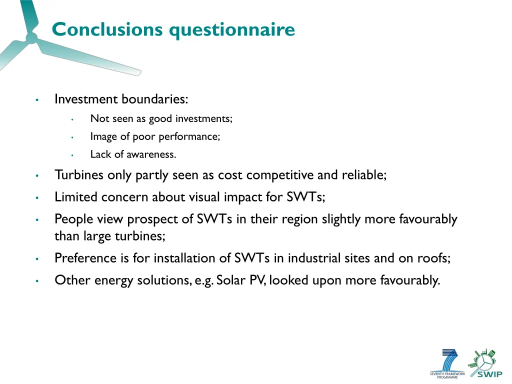 conclusions questionnaire
