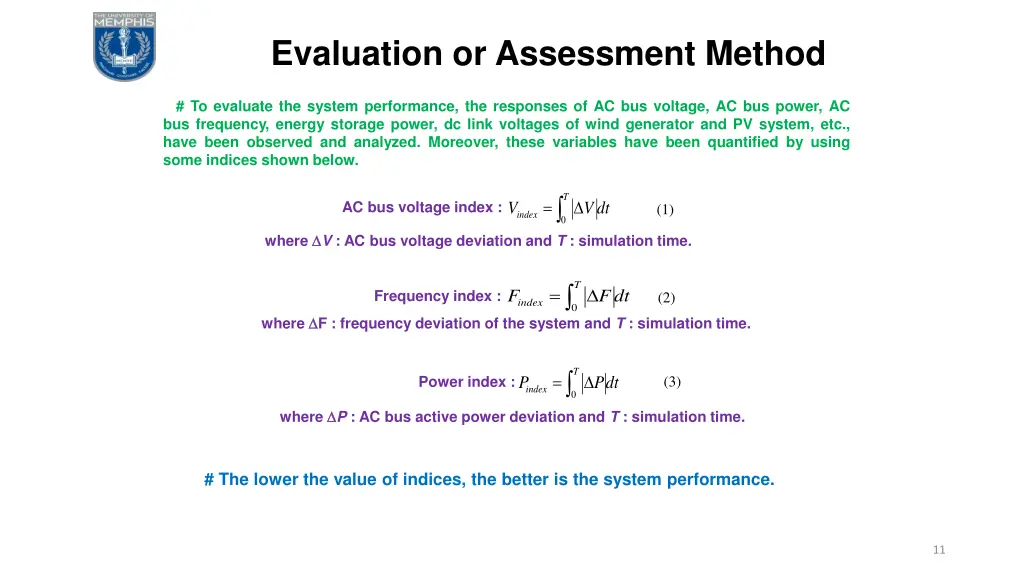 evaluation or assessment method