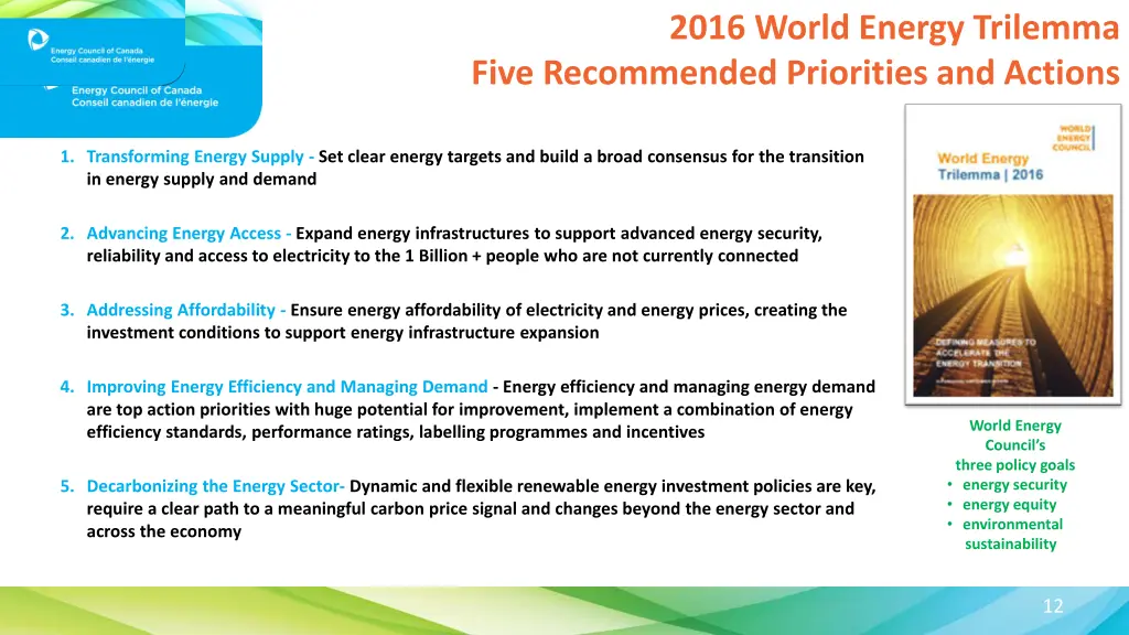2016 world energy trilemma five recommended