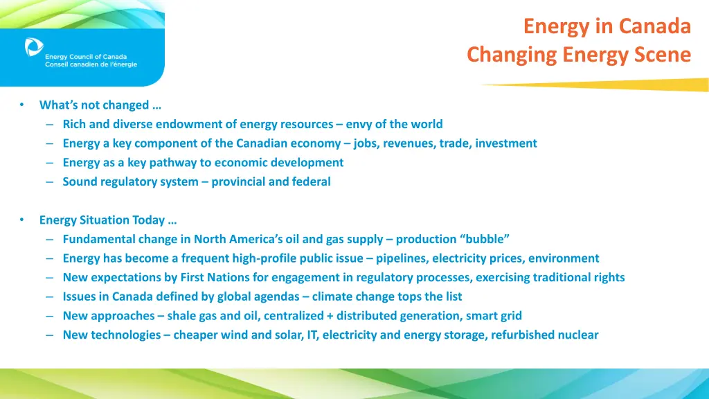 energy in canada changing energy scene