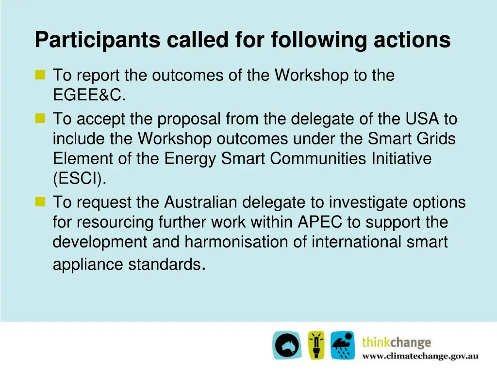 participants called for following actions 1