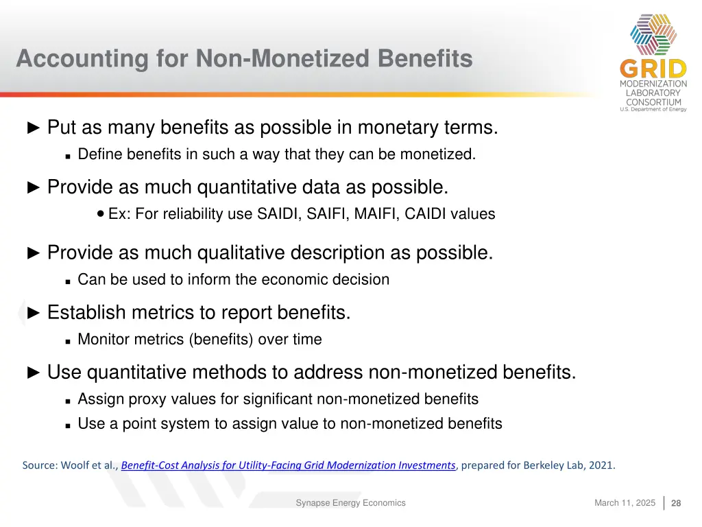 accounting for non monetized benefits