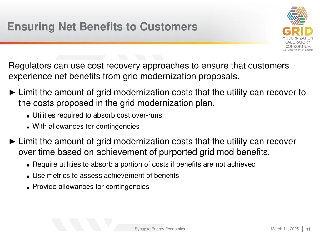 ensuring net benefits to customers