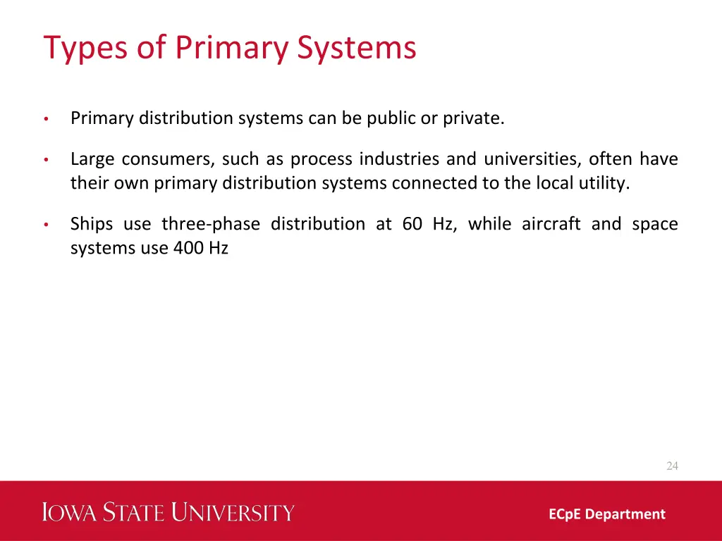 types of primary systems
