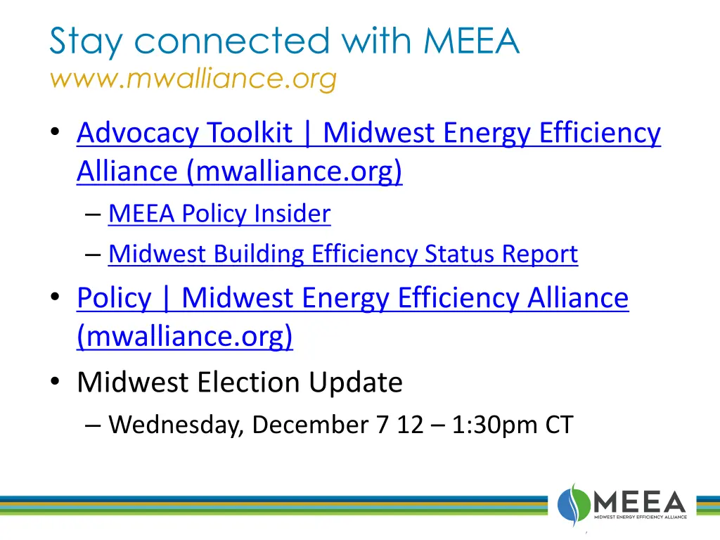 stay connected with meea