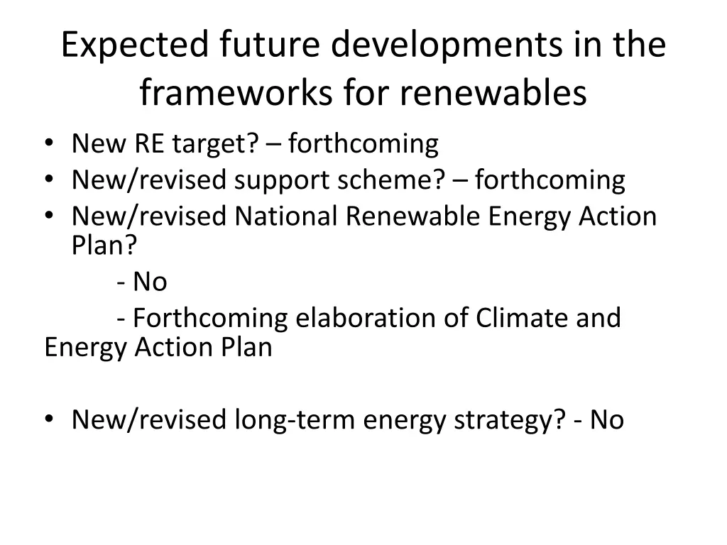 expected future developments in the frameworks