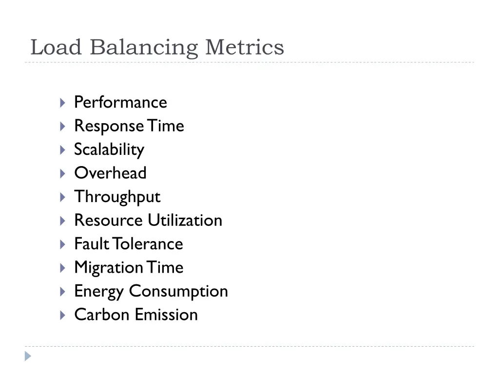 load balancing metrics