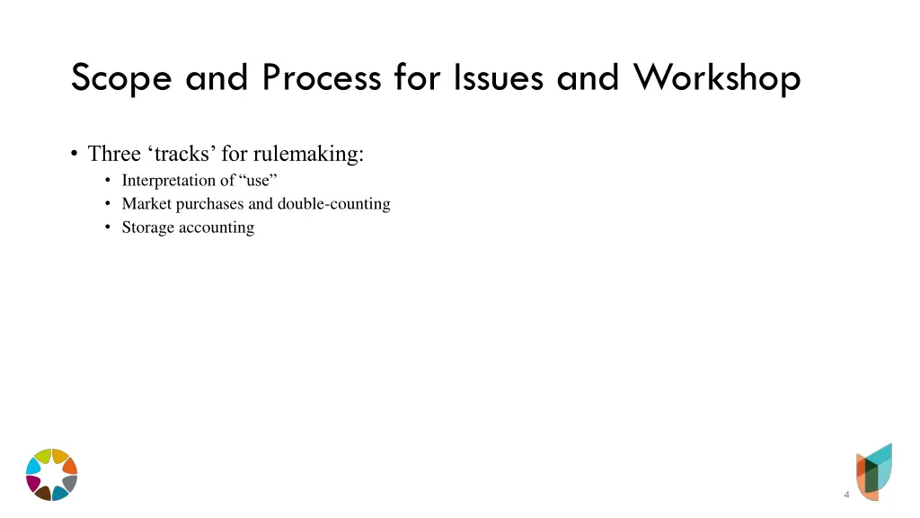 scope and process for issues and workshop