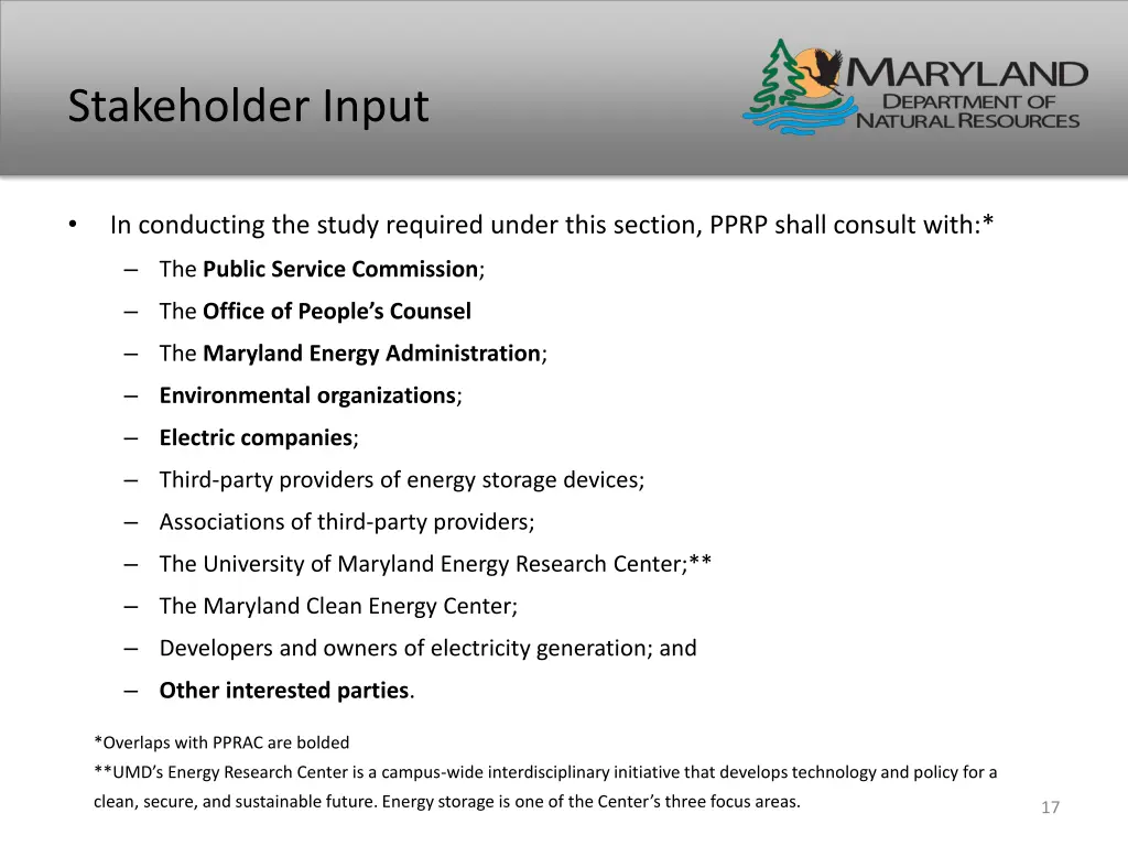 stakeholder input