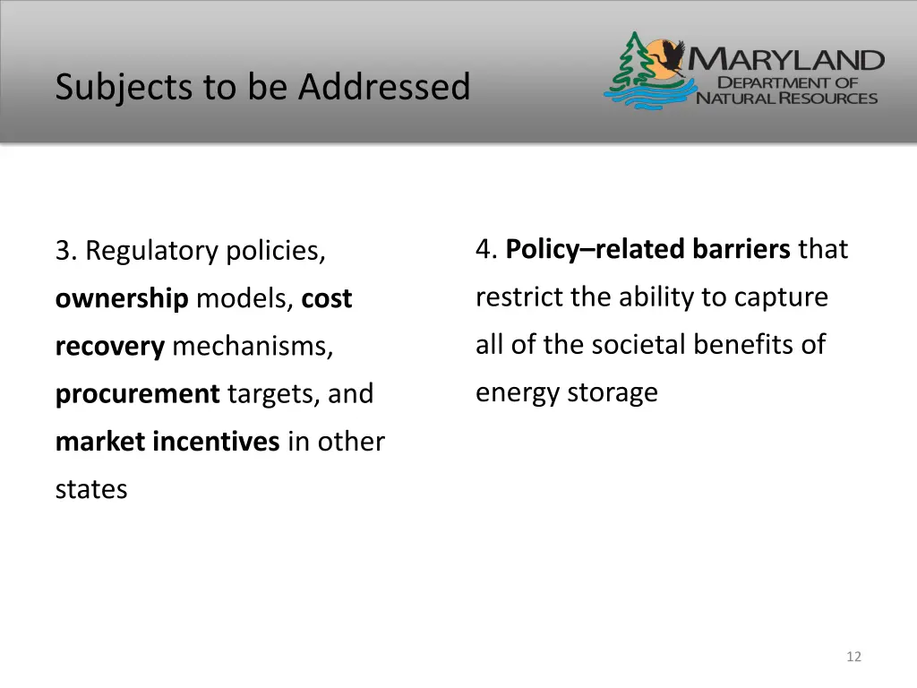 subjects to be addressed 1