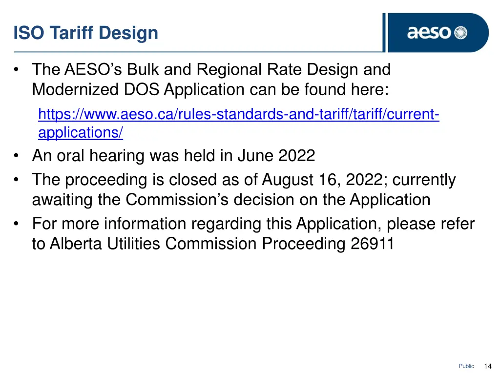 iso tariff design