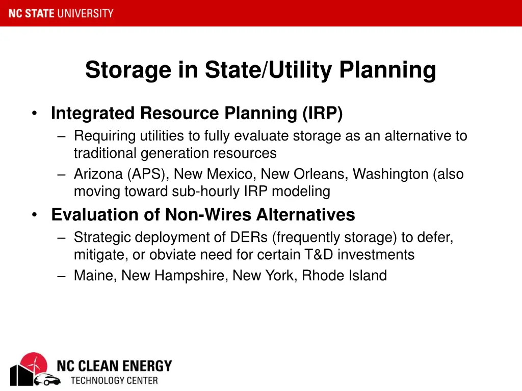 storage in state utility planning