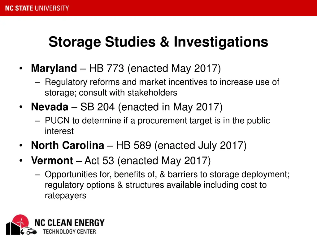 storage studies investigations