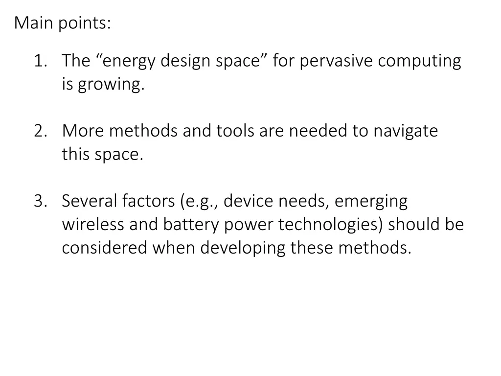 main points