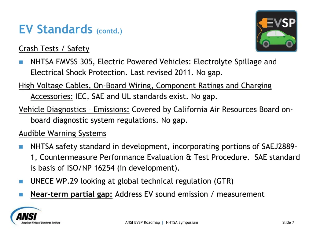 ev standards contd