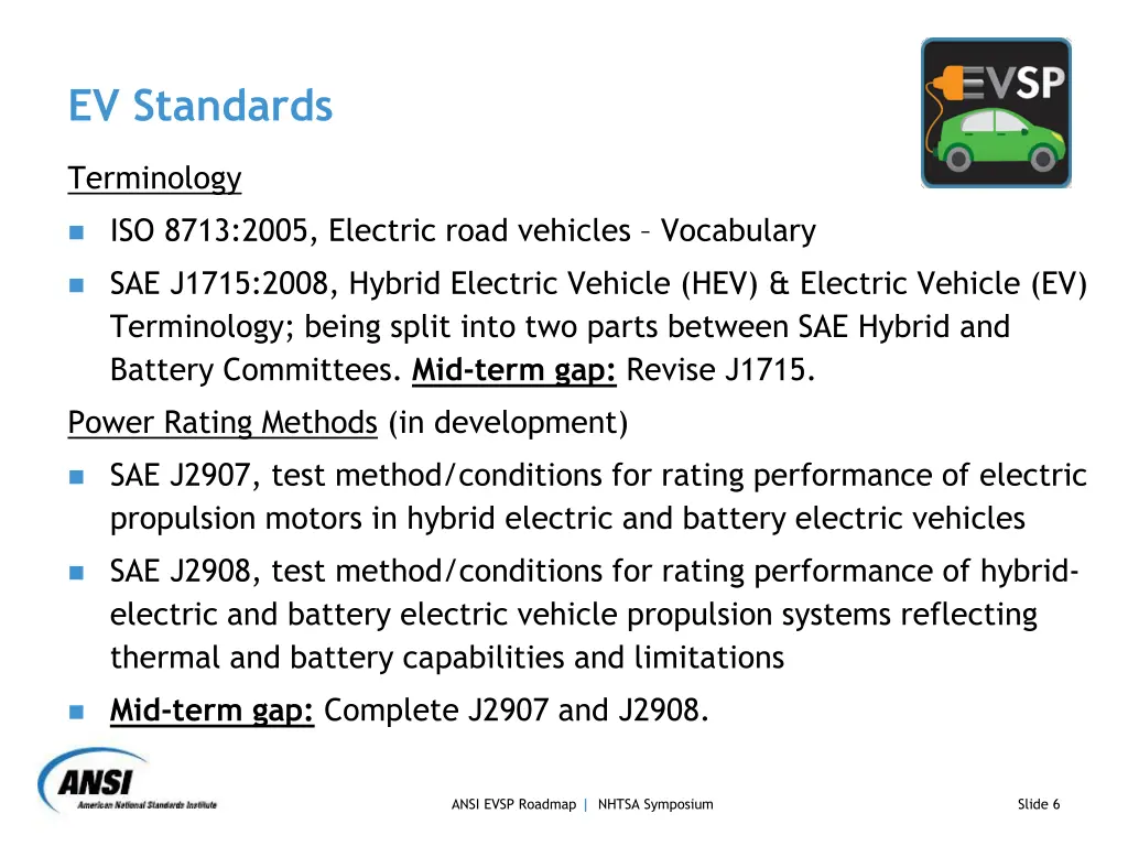 ev standards