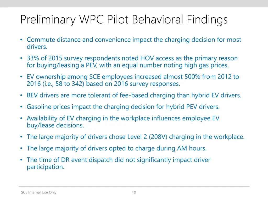 preliminary wpc pilot behavioral findings